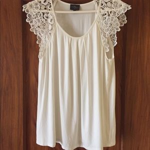 Market & Spruce - Diller Crochet Sleeve Knit Top